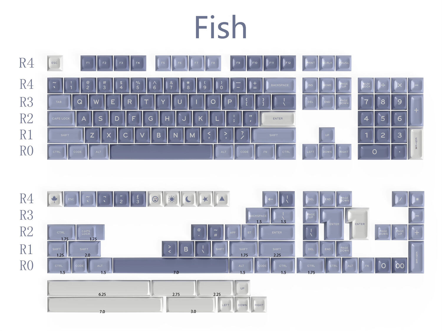 GMK Fish 104+69 SA Profile ABS Doubleshot Keycaps Set for Cherry MX Mechanical Gaming Keyboard